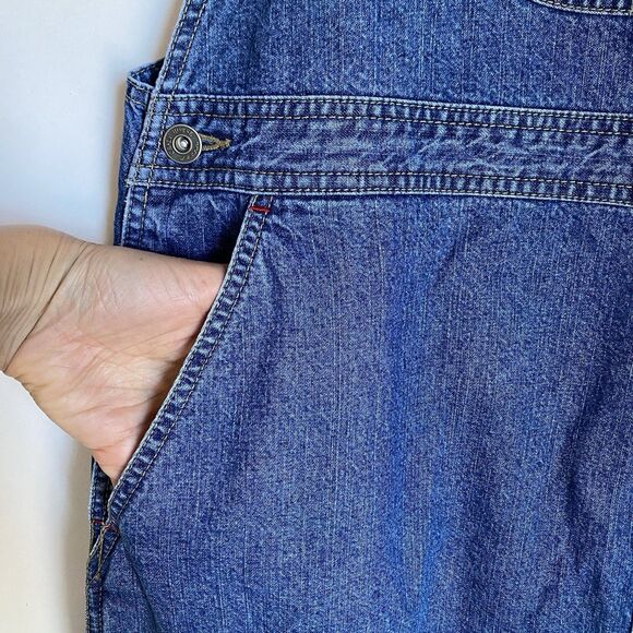 Vintage Crazy Horse Denim Midi Dress Women XL Blue Pockets Jumper 90s Cowgirl - Picture 11 of 12